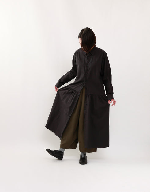 コットンウールの4ギャザーシャツドレス